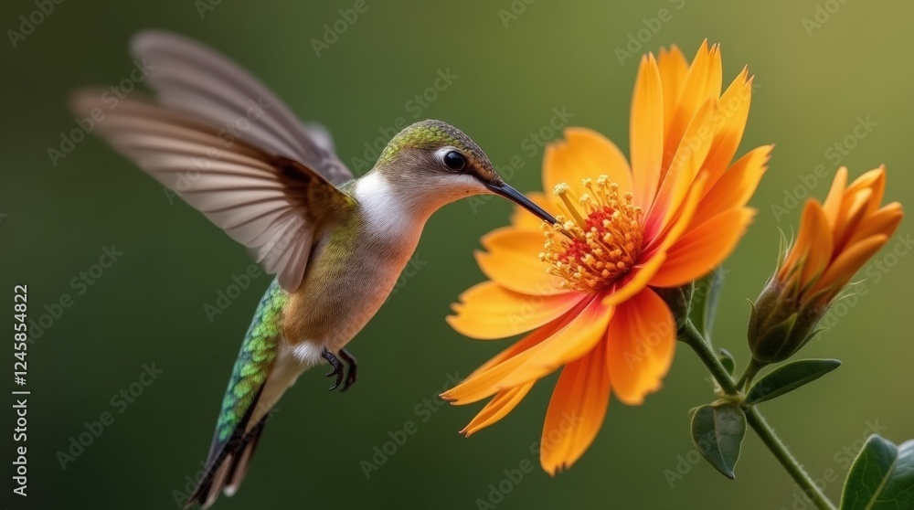 Fototapeta premium Hummingbird sipping nectar from a bloom