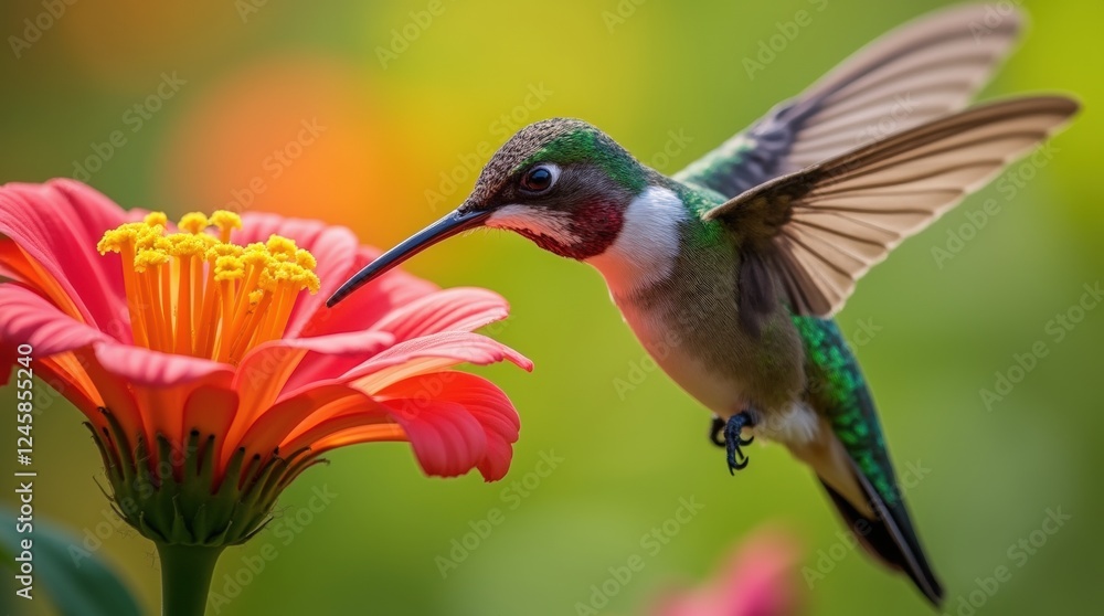 Fototapeta premium hummingbird feeding on flower
