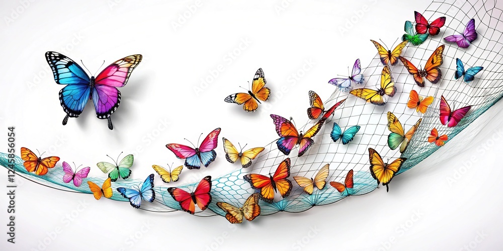 Obraz premium Butterfly Net Suspended Mid-Swing, Capturing Nature's Beauty