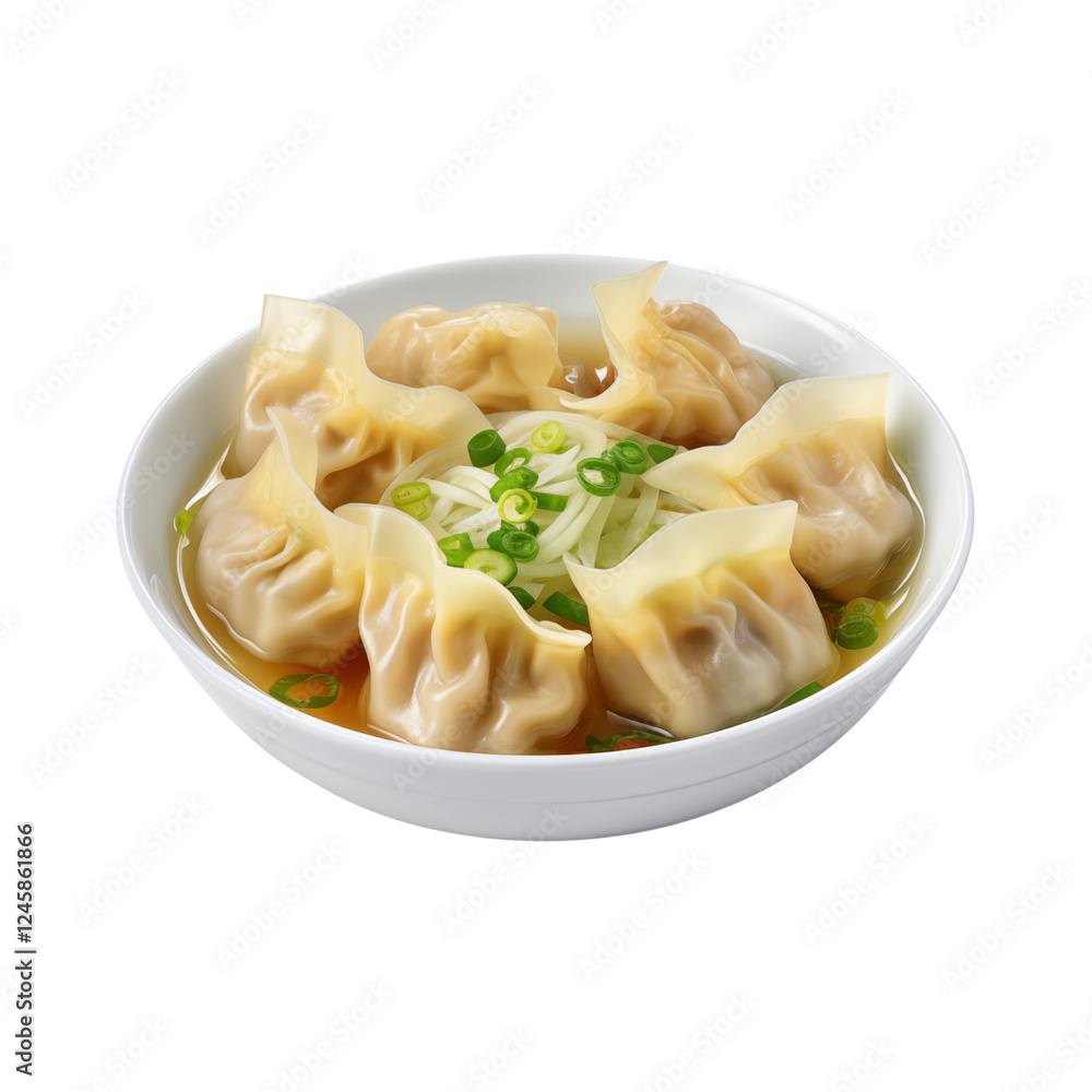 Transparent PNG of wonton soup with dumplings, isolated background Transparent PNG of wonton soup with dumplings, isolated background