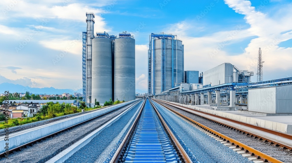 Conveyor belts transporting freshly processed cement powder to storage containers Conveyor belts transporting freshly processed cement powder to storage containers
