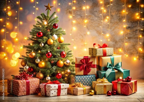 Festive Christmas Presents Under Tree