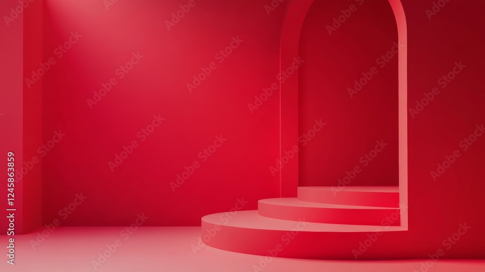 Obraz premium Red studio gradient background for product placement or website. Copy Space, horizontal composition.