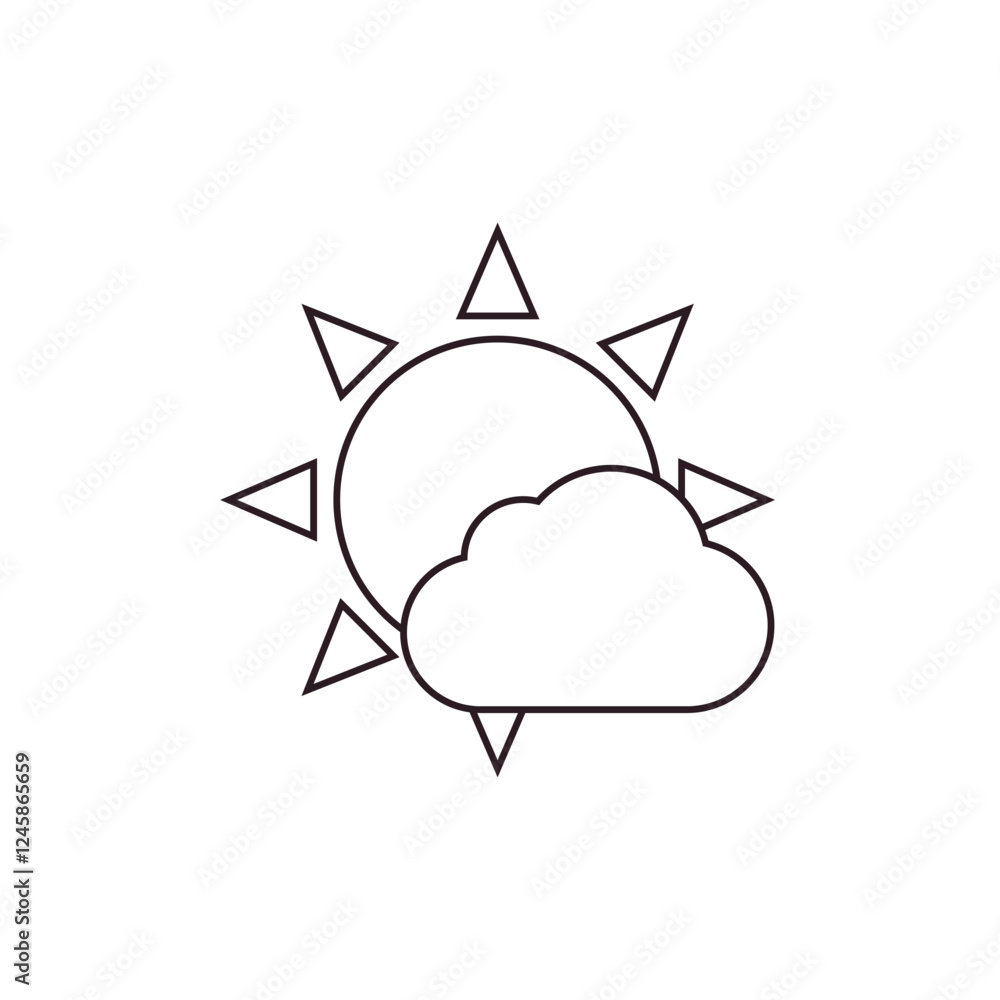 partially sunny cloudy weather sun behind cloud symbol icon vector emoji illustration
