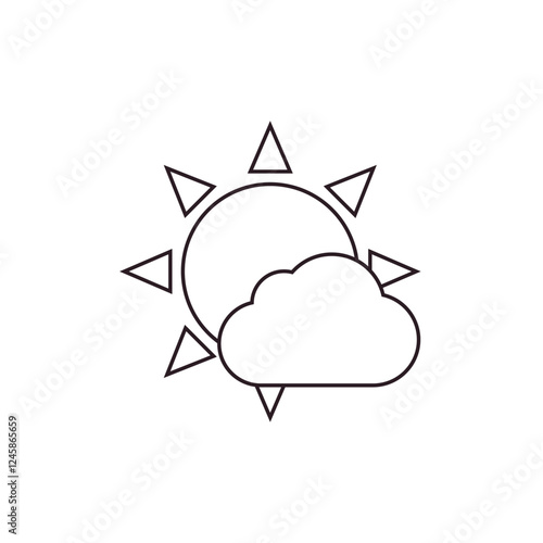 partially sunny cloudy weather sun behind cloud symbol icon vector emoji illustration