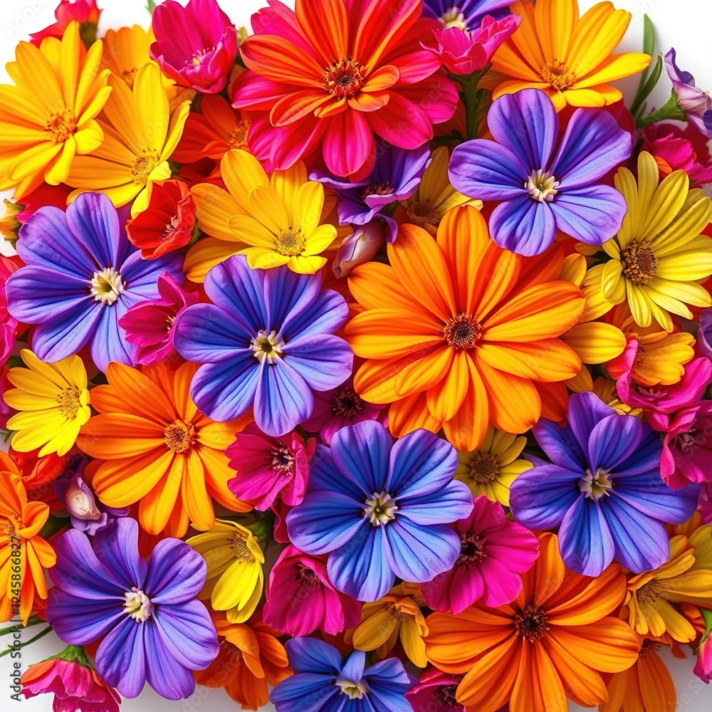 Obraz premium Hanging Gardens Transformed: Spray Painted Textures Enhance Floral Arrangements