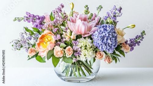 Wallpaper Mural Fresh Spring Flowers in Glass Vase Celebrating International Women's Day with Soft Pastel Tones and Contemporary Elegance Torontodigital.ca