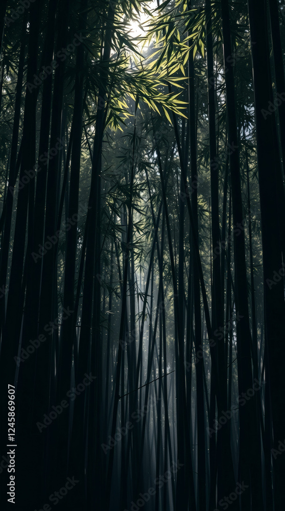 Naklejka premium Japanese bamboo forest phone wallpaper background Japan | generative AI