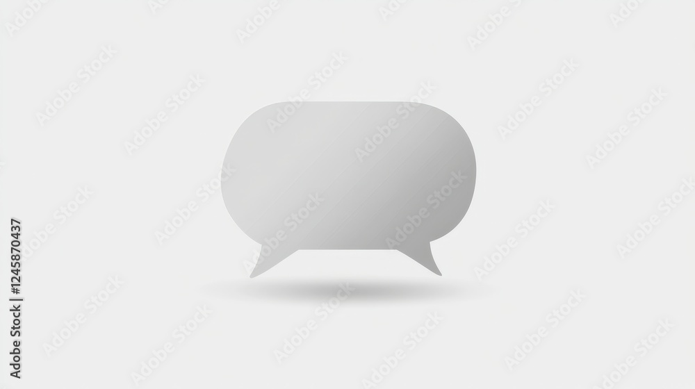 Blank Speech Bubble: A minimalist, 3D rendered gray speech bubble, isolated against a light gray background, offering ample space for text or design. Perfect for communication, dialogue. Blank Speech Bubble: A minimalist, 3D rendered gray speech bubble, isolated against a light gray background, offering ample space for text or design. Perfect for communication, dialogue.