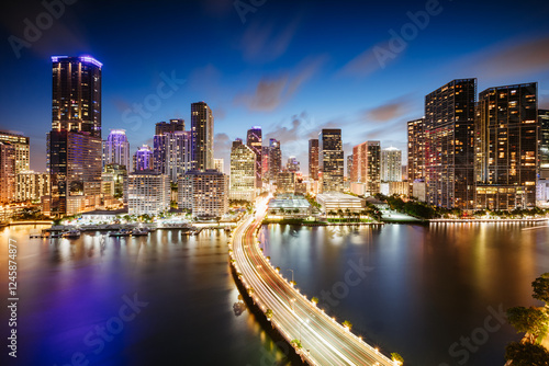 Wallpaper Mural Miami downtown skyline at night, Brickell, Florida Torontodigital.ca