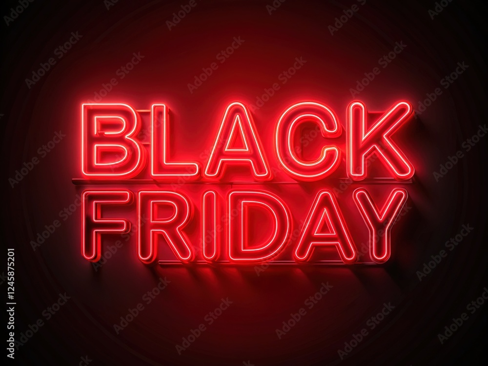 Obraz premium Red Neon Black Friday Text