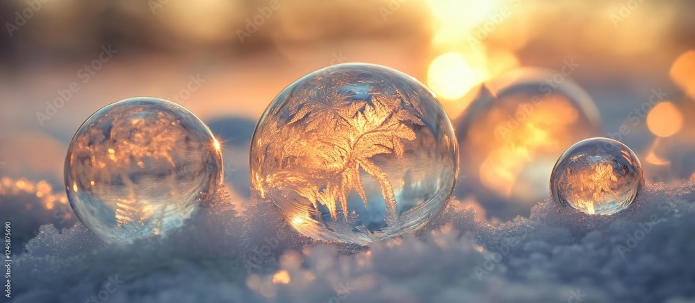 Frozen air bubbles captured in stunning textures reflecting light and nature in a serene winter landscape Frozen air bubbles captured in stunning textures reflecting light and nature in a serene winter landscape
