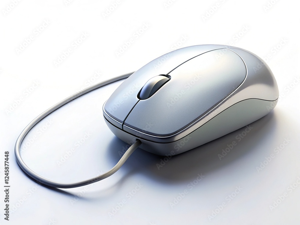 Sleek, white 3D computer mouse, minimalist wire, AI-generated. Sleek, white 3D computer mouse, minimalist wire, AI-generated.