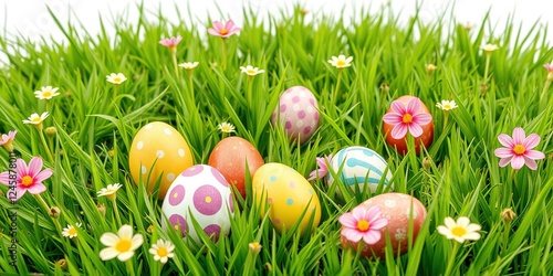 Springtime Eggstravaganza Amidst Lush Greenery photo