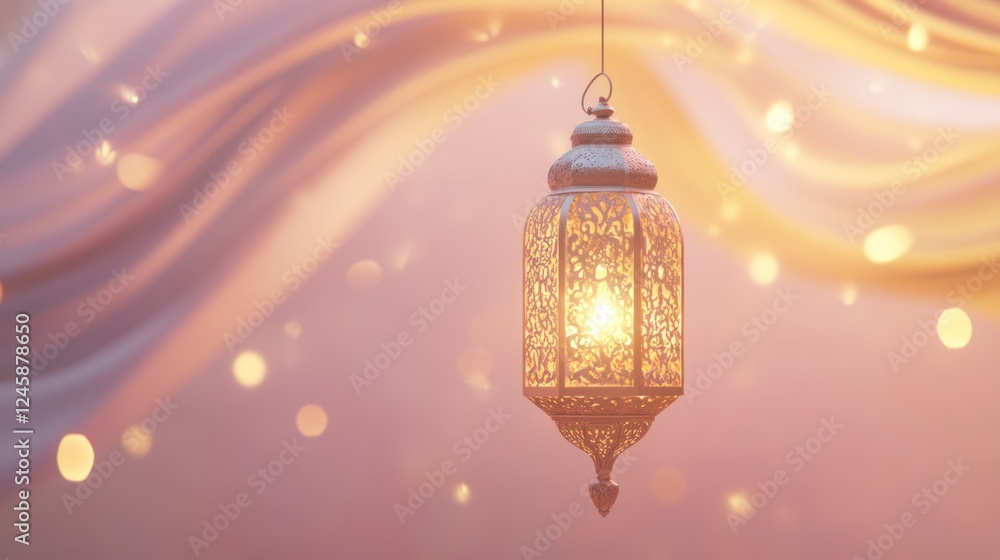 Ornate Ramadan Lantern with Mystical Glow Ornate Ramadan Lantern with Mystical Glow