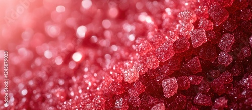 Red sugar crystals close-up with a textured appearance and soft focus background for use in various print and web projects Copy Space photo