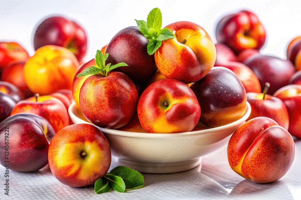 Sweet Ripe Nectarines on White Background Sweet Ripe Nectarines on White Background