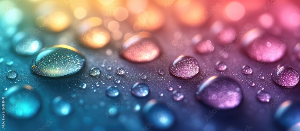 Colorful abstract background featuring water droplets on a surface with a blurred gradient for a vibrant artistic effect. Colorful abstract background featuring water droplets on a surface with a blurred gradient for a vibrant artistic effect.