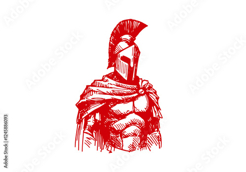 Spartan Warrior drawn sketch vector