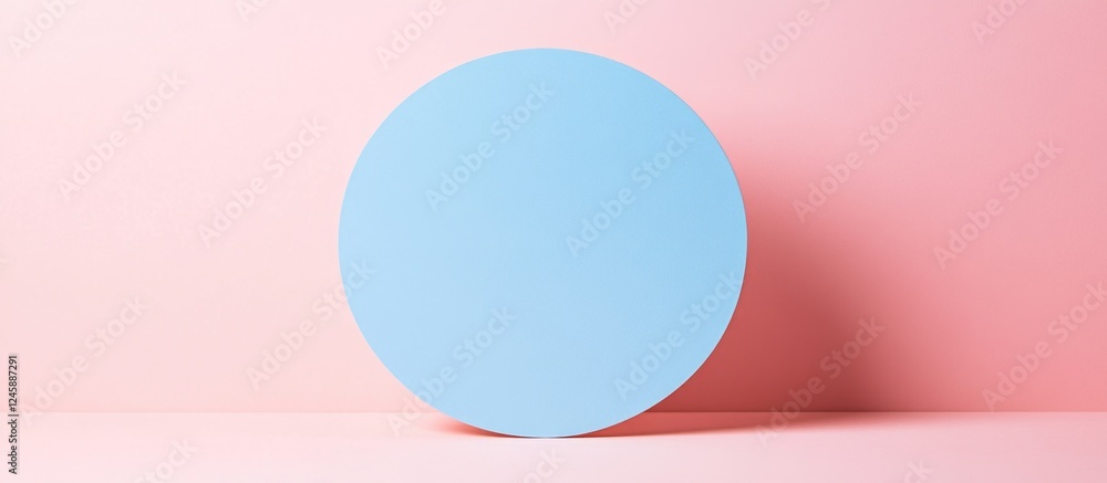 Abstract minimalistic design featuring a blue circular shape set against a soft pink paper background for creative projects and presentations. Abstract minimalistic design featuring a blue circular shape set against a soft pink paper background for creative projects and presentations.