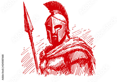 Spartan Warrior drawn sketch vector