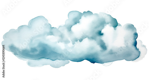 Hand painted watercolor cloud isolated on transparent background