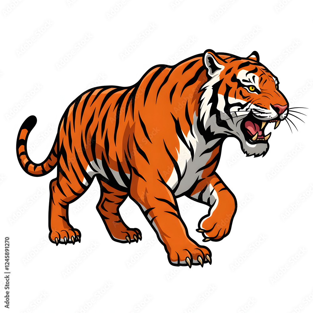 Obraz premium Furious Orange Tiger Walking Forward