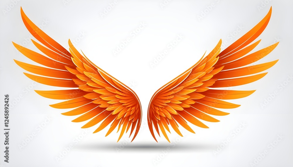A pair of orange wings on White background with premium featured ghrphics for photography and stage decorations in logo and vector style A pair of orange wings on White background with premium featured ghrphics for photography and stage decorations in logo and vector style