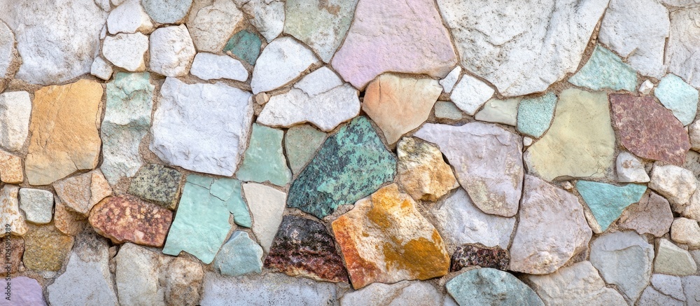 Abstract pastel stone wall with varied hues and textures showcasing unique materials for creative background use Abstract pastel stone wall with varied hues and textures showcasing unique materials for creative background use