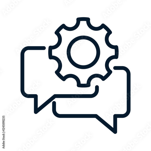 Concept of technical support chat service. Vector linear icon isolated on white background.
