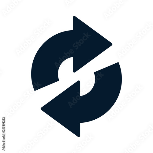 Arrows in a circle. Concept of update, sync, exchange. Vector linear icon isolated on white background.