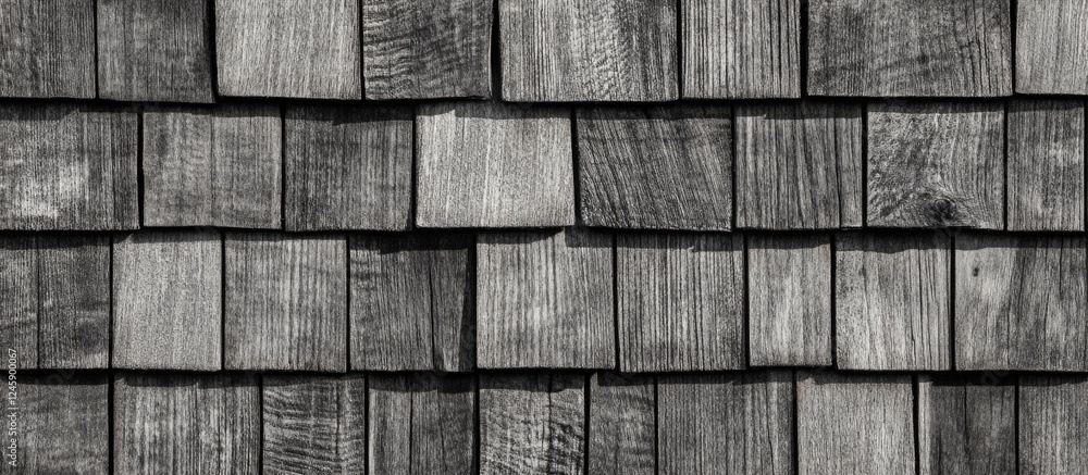 Weathered black and white wooden shingles textured background for rustic design and vintage aesthetics