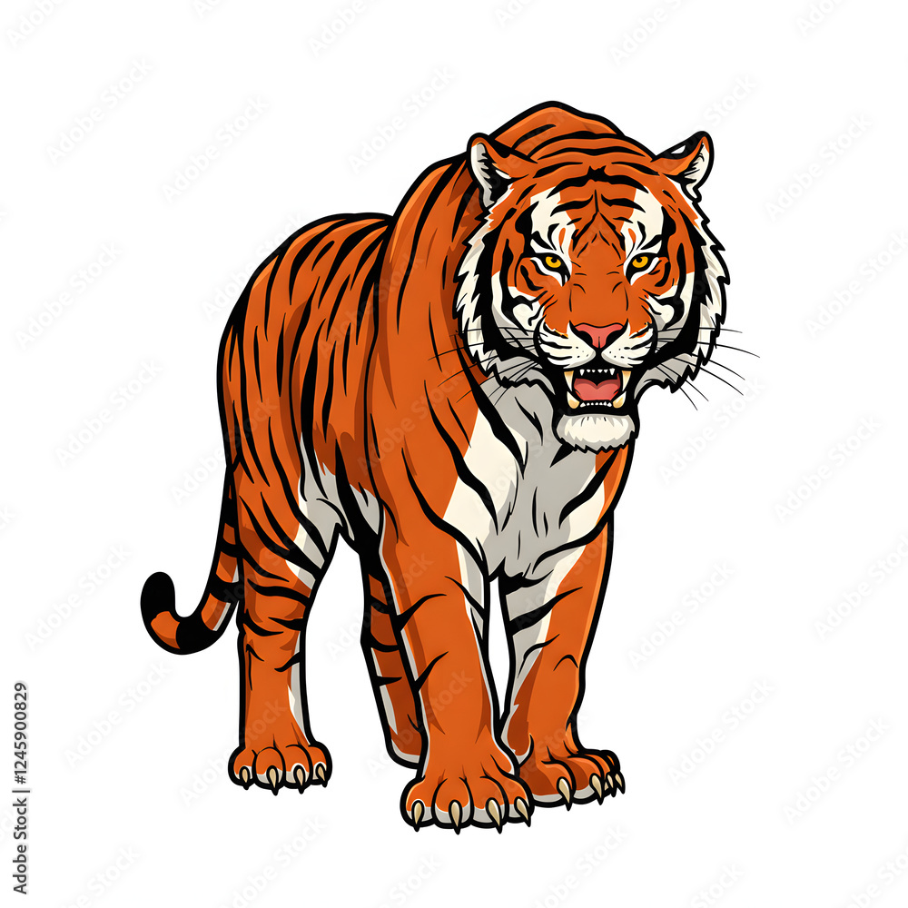 Obraz premium Walking Orange Tiger Illustration