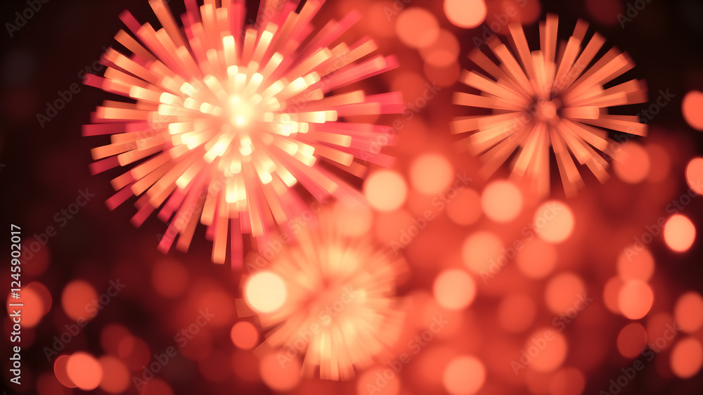 Abstract festive background with fireworks, bokeh effect. Generative AI Abstract festive background with fireworks, bokeh effect. Generative AI