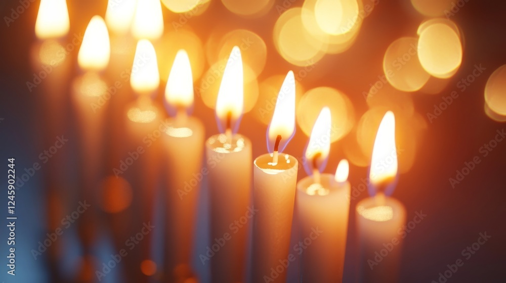 Warm glow of flickering candles brings a serene ambiance to a cozy evening gathering during the winter holiday season Warm glow of flickering candles brings a serene ambiance to a cozy evening gathering during the winter holiday season