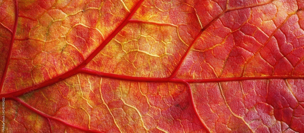 Obraz premium Vibrant autumn maple leaf showcasing intricate vein patterns and rich colors on a clean isolated background