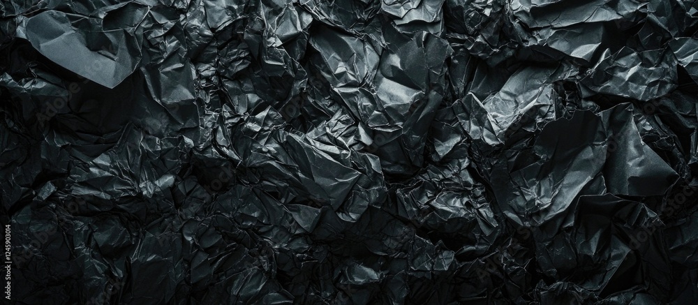 Crumpled black paper texture with low light ambiance for background design and artistic applications Crumpled black paper texture with low light ambiance for background design and artistic applications