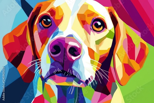 Wallpaper Mural Colorful Dog Portrait, Pop Art Style, Abstract Background, Pet Print Torontodigital.ca