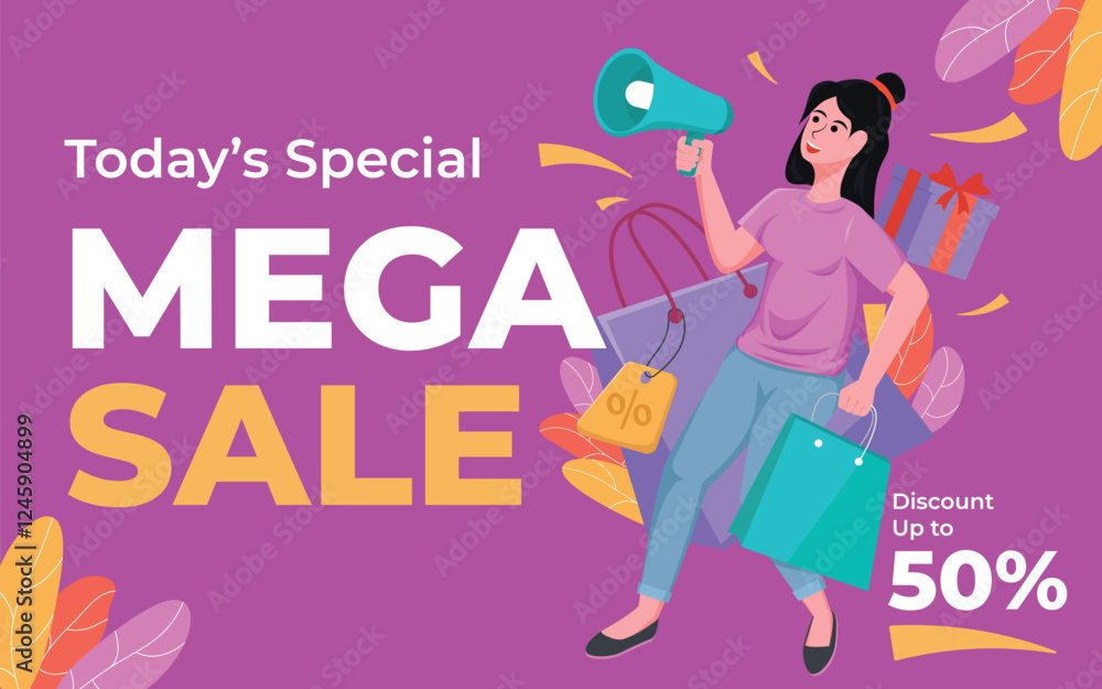 Promotion mega sale banner concept vector Promotion mega sale banner concept vector