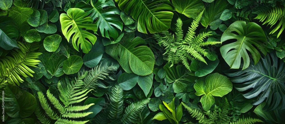 Lush Green Tropical Leaf Background Creating a Vibrant and Serene Natural Atmosphere for Design and Decoration Purposes Lush Green Tropical Leaf Background Creating a Vibrant and Serene Natural Atmosphere for Design and Decoration Purposes