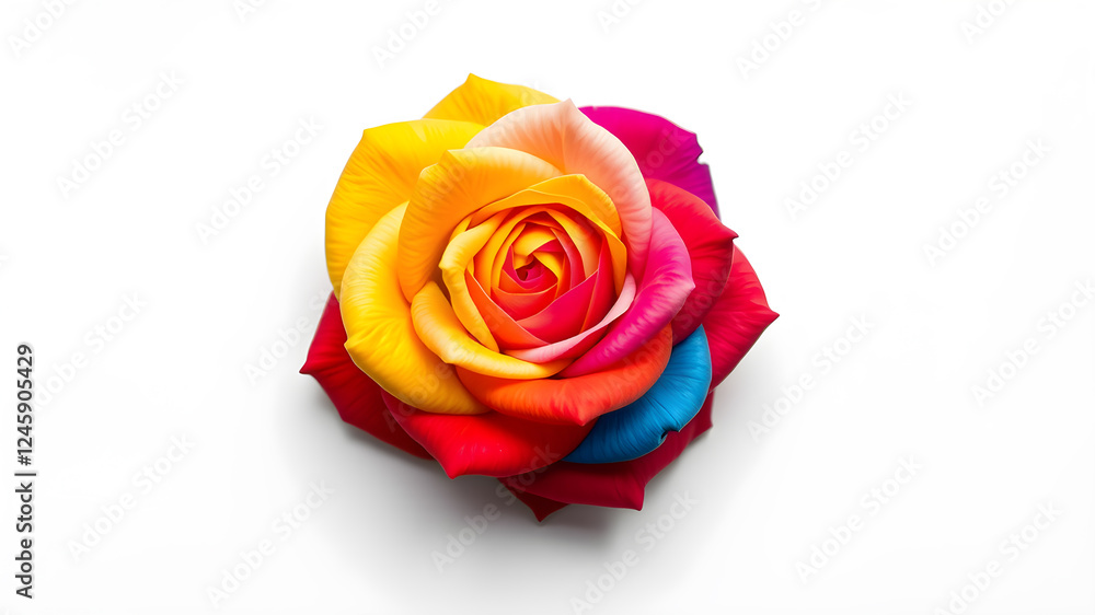Amazing rainbow rose flower on white background. Generative AI Amazing rainbow rose flower on white background. Generative AI