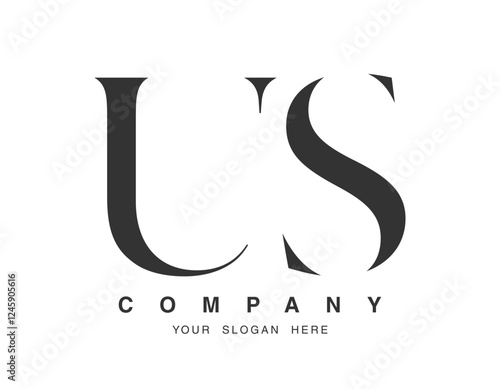 US logo design. Initial letter u and s serif font style. Creative classic company name typography. Trendy logotype or identity.