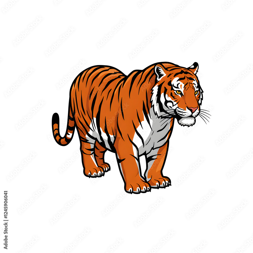 Obraz premium Tiger Illustration with Orange and Black Stripes