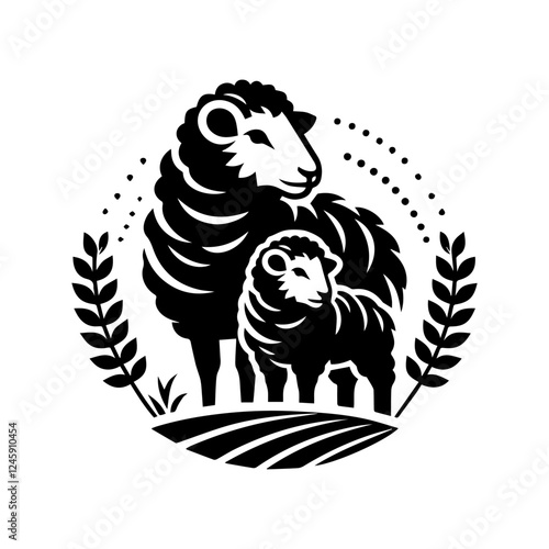 black and white sheep logo design