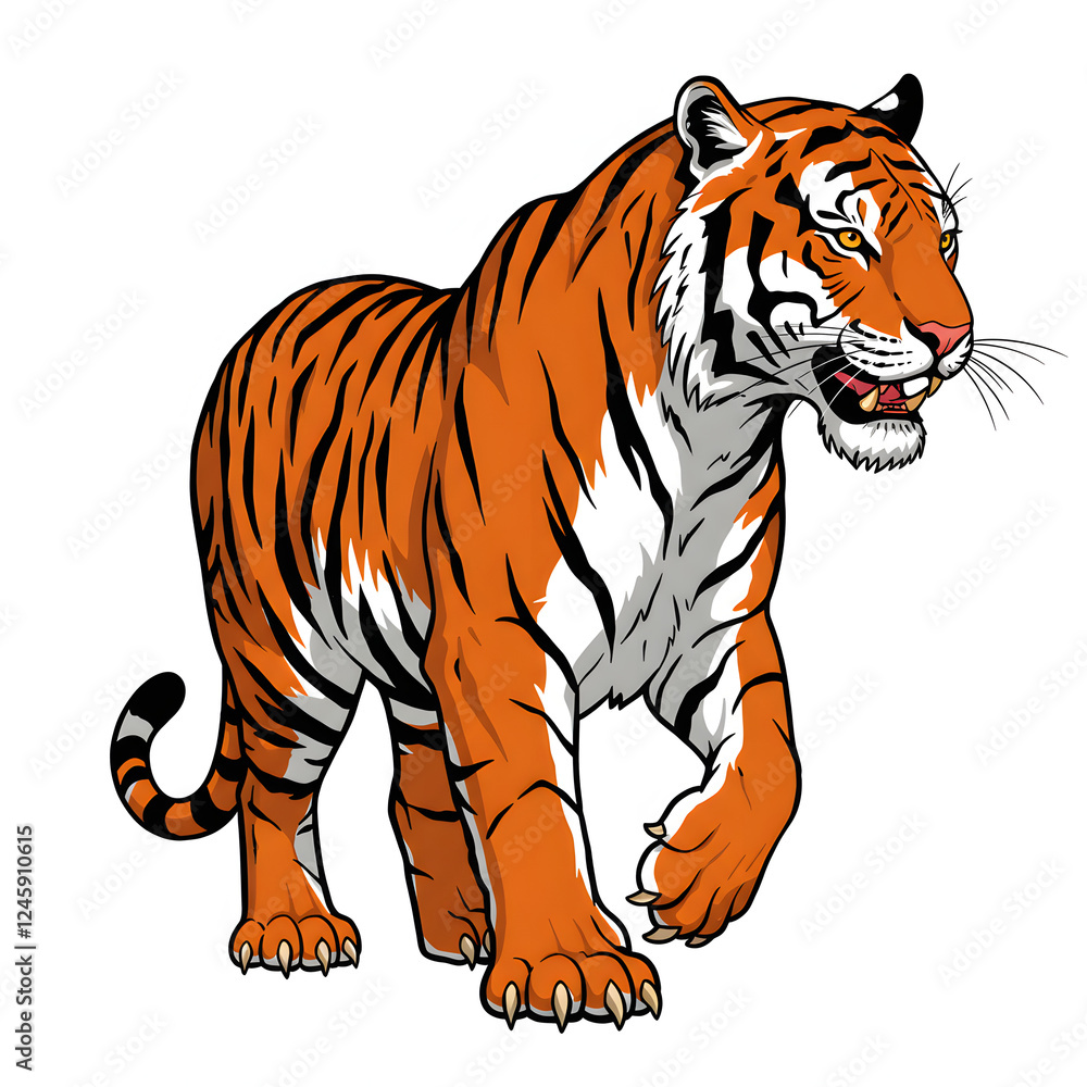Obraz premium Walking Orange Tiger Illustration