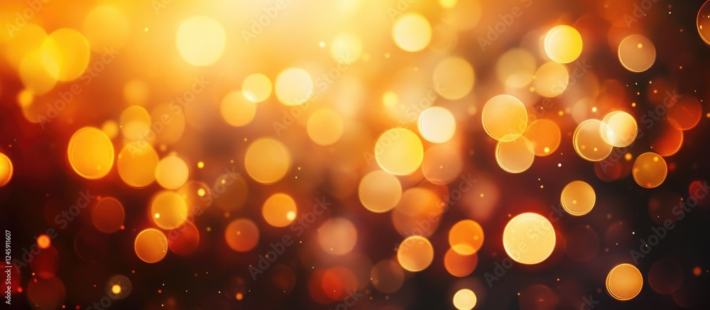 Fototapeta premium Bokeh effect with warm golden and red tones creating a festive and vibrant texture for backgrounds or decorative designs