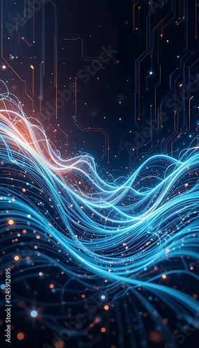 Wallpaper Mural Abstract Digital Waves Flowing Through Circuitry Torontodigital.ca