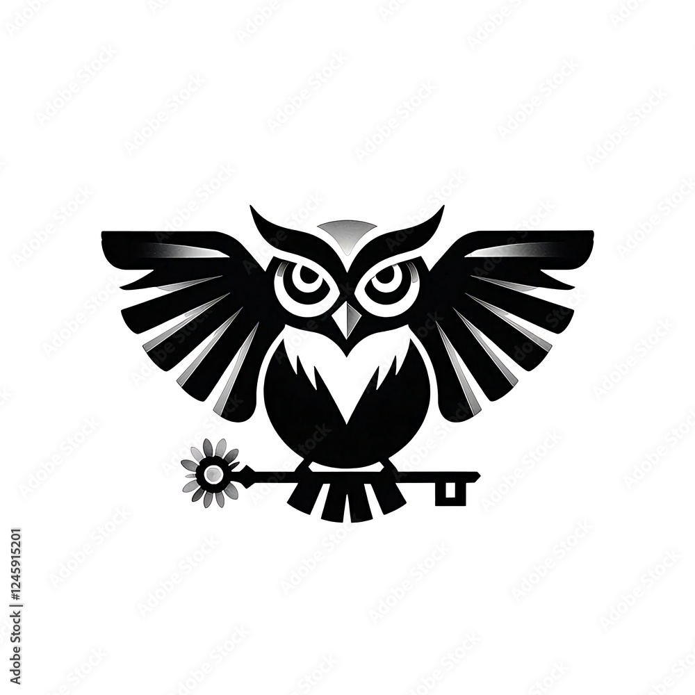 Tribal Owl Design with Key – Symbol of Wisdom and Mystery Tribal Owl Design with Key – Symbol of Wisdom and Mystery