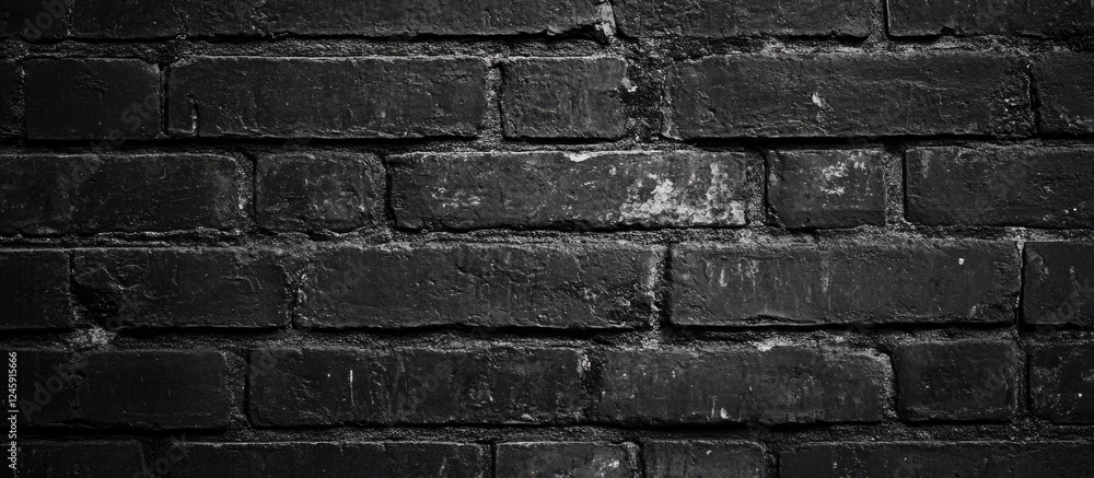 Fototapeta premium Black brick wall texture for vintage wallpaper background showcasing weathered and rustic surface details. Perfect for design projects.