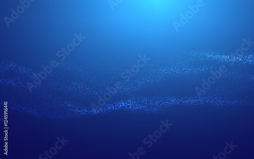 Finance background blue. Vector tech finance halftone technology background. Abstract digital wave background with glowing blue dots forming a futuristic pattern on a dark blue gradient backdrop.